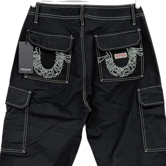 True Religion Men's Straight Leg Outline Jet Black Cargo Pants 32x32 NWT $159.00 - Picture 4 of 12